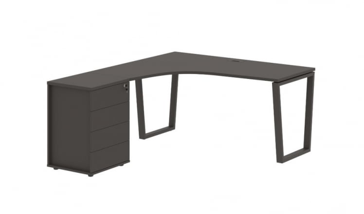 Стол эргономичный с тумбой левый EDIS EVCET 1518 L Мокко_0