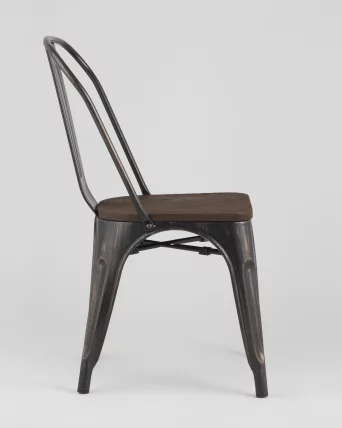 Стул Tolix Wood 850 Черная патина с золотом_3