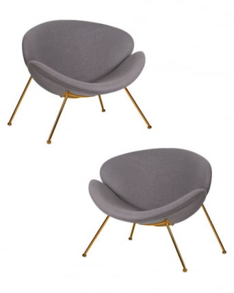 Кресло дизайнерское DOBRIN EMILY (серая ткань AF7, золотое основание) 2 шт_0