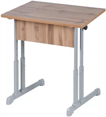 Парта одноместная прямые углы (рост 3-7) Клен Танзау/Металл Серый_0