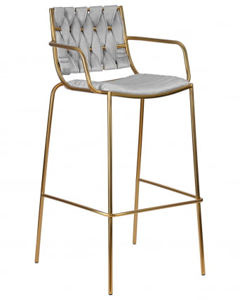 Стул барный DOBRIN MILLER GOLD (cветло-серый велюр (135-37))_0