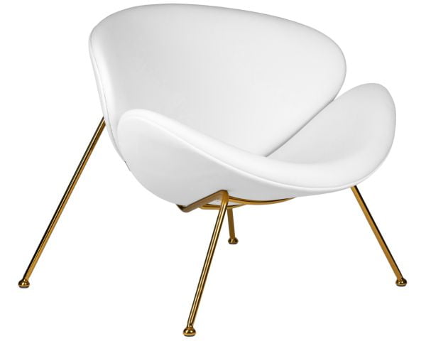 Кресло дизайнерское DOBRIN EMILY (белый винил YP17, золотое основание) 2 шт_5