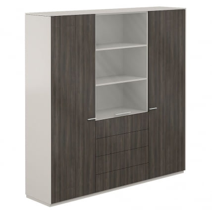 Шкаф высокий тройной с отделением для одежды Atlas NZ-0303+NZ-0302+NZ-0303.GS.BT Серый камень Бренсон Трюфель_0