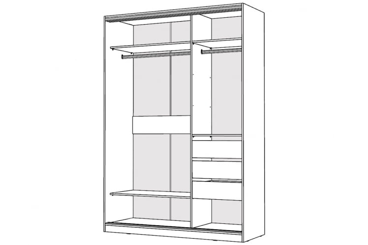 Шкаф-купе 2-х дверный Виктория 1600х584х2300, Белый 16ДЗЗЗДЗЗЗ-ШЯ-Б 310-494_1