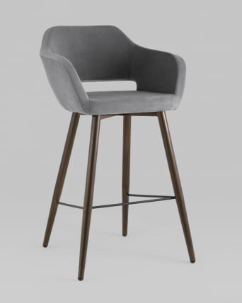Стул барный Саймон Б велюр Темно-серый_1