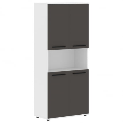 Шкаф с двумя комплектами глухих малых дверей EDIS EHCS 85.4 Мокко Черный Белый_0