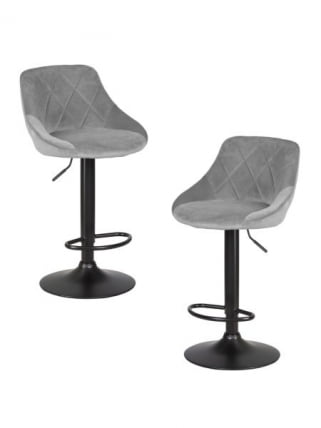 Стул барный DOBRIN LOGAN BLACK (серый велюр (MJ9-75)) 2 шт_0