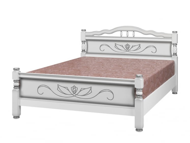 Кровать из массива Карина-5 200х140 Белый жемчуг_0