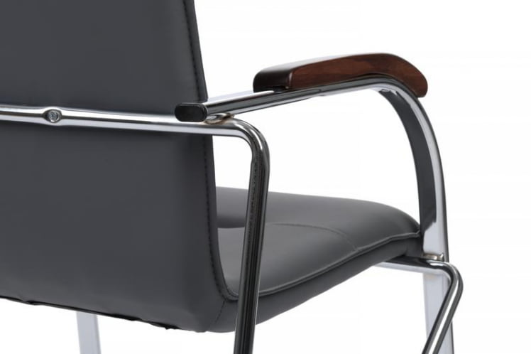 Стул Самба с деревянными подлокотниками СМБ-02Х Хром гальв. Серый / SMB-02H_9