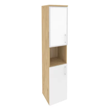Шкаф высокий узкий левый ONIX O.SU-1.4R(L) white Тиквуд Светлый/Белый_0