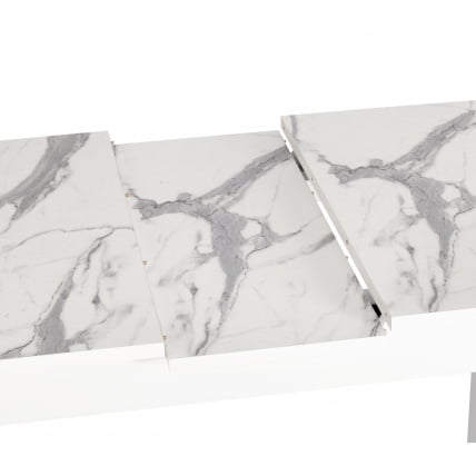 Стол ALIGERY ЛДСП/HPL/опора-массив березы , 130 х 75+30 х 75 см, Мрамор светлый/белый_8