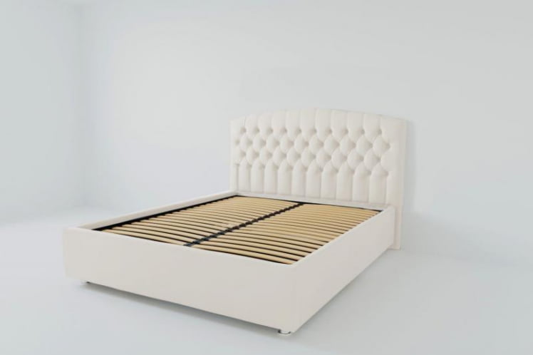 Мягкая интерьерная кровать &куот;Берлин&куот; с ортопедическими латами(металл) Цвет фасада: Белый; Материал фасада: Искусственная кожа; Спальное место: 1600х2000 мм / "Берлин"_0