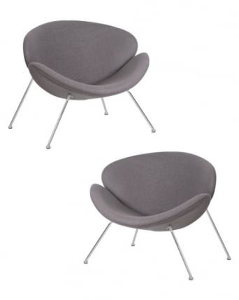 Кресло дизайнерское DOBRIN EMILY (серая ткань AF7, хромированная сталь) 2 шт_0