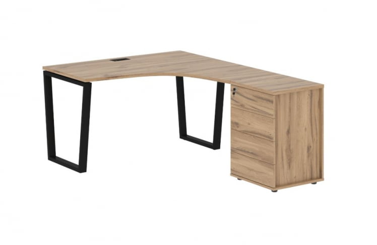 Стол эргономичный с тумбой правый EDIS EVCET 1318 R Дуб Денвер светлый Черный_0