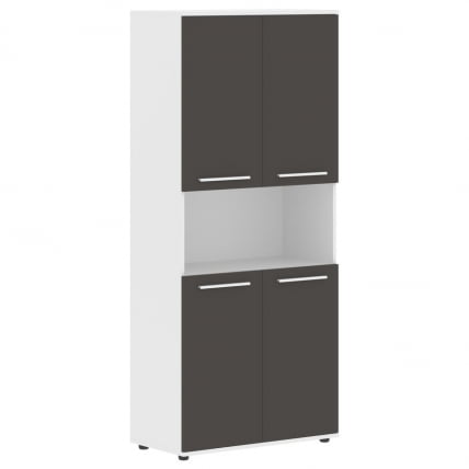 Шкаф с двумя комплектами глухих малых дверей EDIS EHCS 85.4 Мокко Белый Белый_0