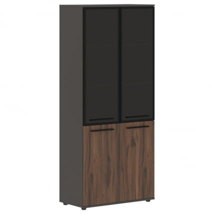 Шкаф комбинированный  с дверьми в металлической раме EDIS EHCS 85.7 Дуб Денвер темный Черный Мокко_0