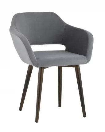 Стул с подлокотниками Саймон велюр Темно-серый_0