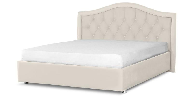 Мягкая интерьерная кровать &куот;Калининград&куот; с ортопедическими латами (металл) Материал фасада: Искусственная кожа; Спальное место: 1600х2000 мм; Цвет фасада: Белый; Цвет корпуса: Белый / "Калининград"_0