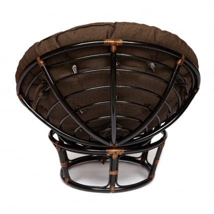 Кресло PAPASAN 23/01 W /с подушкой/ диаметр подушки 125 см, 115х101х104 см, Antique brown (античный черно-коричневый), ткань Коричневый_3