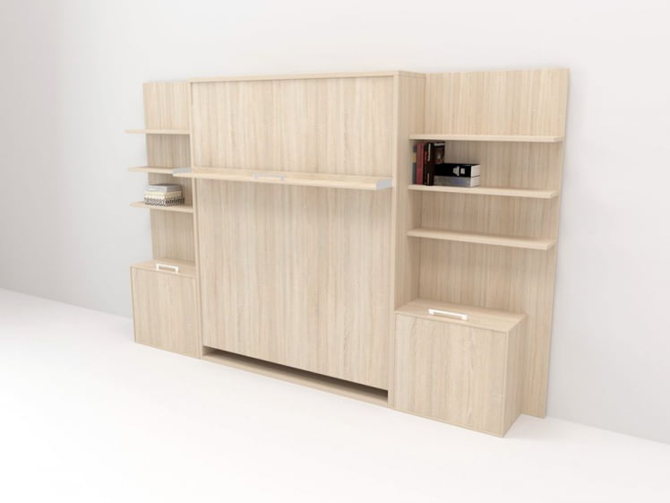 Кровать-трансформер Смарт 1 откидная с полками К 1400 Ясень шимо темный_0