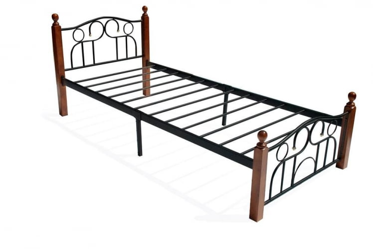 Кровать AT-808 дерево гевея/металл, 90*200 см (Single bed), красный дуб/черный_1