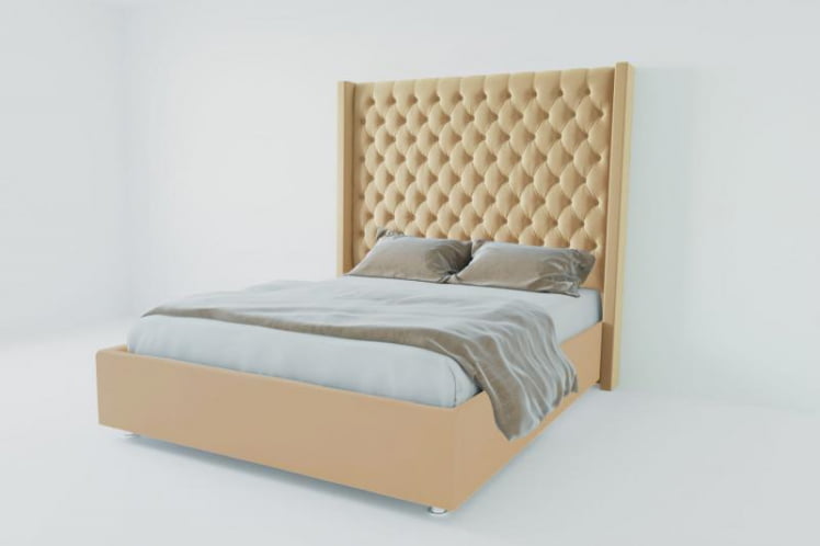 Мягкая интерьерная кровать "Версаль Люкс" без основания Материал фасада: Искусственная кожа; Спальное место: 2000х2000 мм; Цвет фасада: Бежевый; Цвет корпуса: Бежевый _0