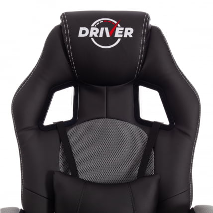 Кресло DRIVER (22) кож/зам/ткань, черный/серый, 36-6/TW-12_6