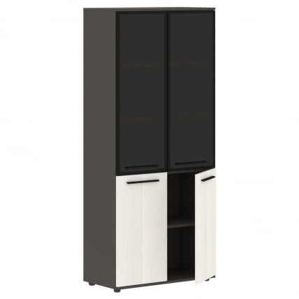 Шкаф комбинированный  с дверьми в металлической раме EDIS EHCS 85.7 Ясень Траун Черный Мокко_1