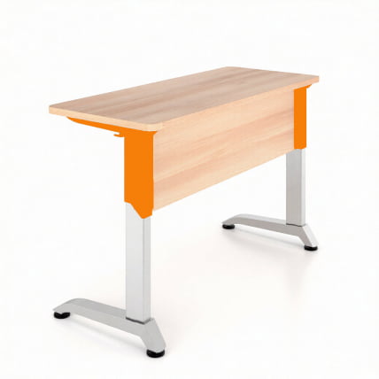 Парта двухместная Де Гласси Н (рост 3-5)  ЛДСП Дуб Сантана/ Металл Серый+Оранжевый_0