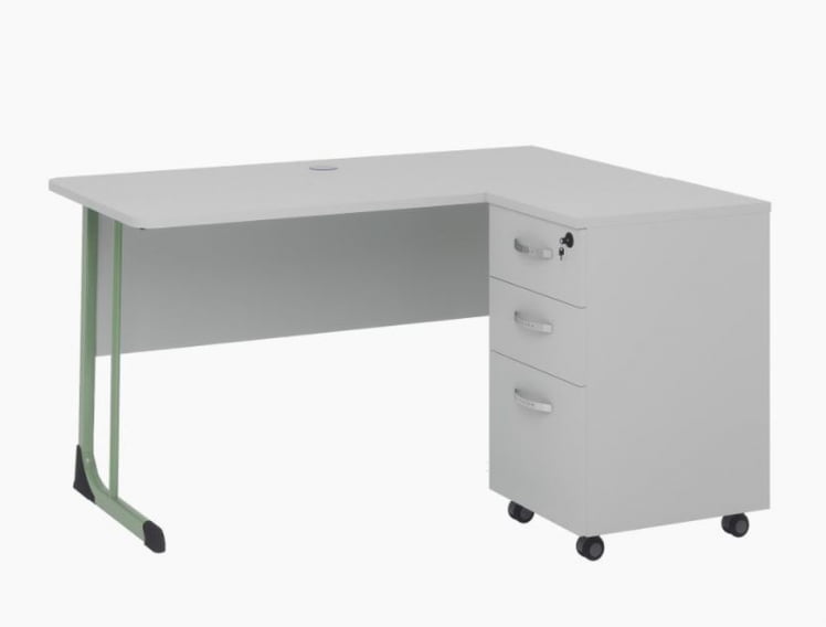 Стол учителя с тумбой 1350х650 Оливковый/Серый_0