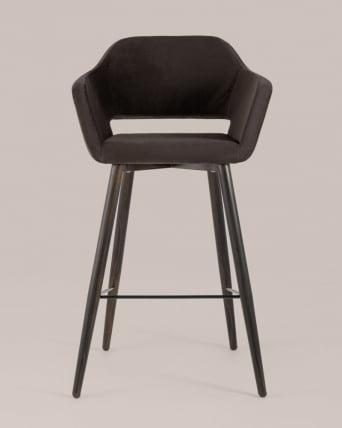 Стул барный Саймон Б велюр Темно-коричневый_2