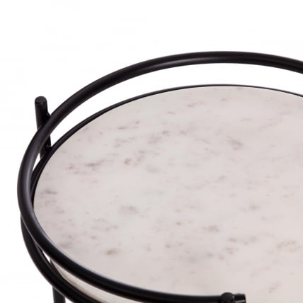 Столик кофейный Сеcрет Де Маисон ФАСЕЛИС ( мод. 11886 ) алюминиевый сплав/мрамор, 38*38*56 см, черный/белый мрамор / Secret De Maison FASELIS mod._2
