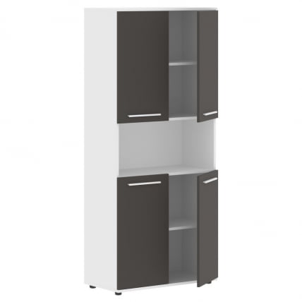 Шкаф с двумя комплектами глухих малых дверей EDIS EHCS 85.4 Мокко Белый Белый_1