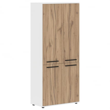 Шкаф с глухими средними и малыми дверьми EDIS EHCS 85.3 Дуб Денвер светлый Черный Белый_0