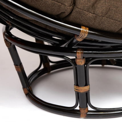 Кресло PAPASAN 23/01 W /с подушкой/ диаметр подушки 125 см, 115х101х104 см, Antique brown (античный черно-коричневый), ткань Коричневый_2