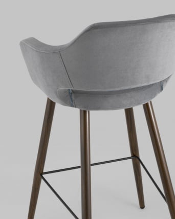 Стул барный Саймон Б велюр Темно-серый_6
