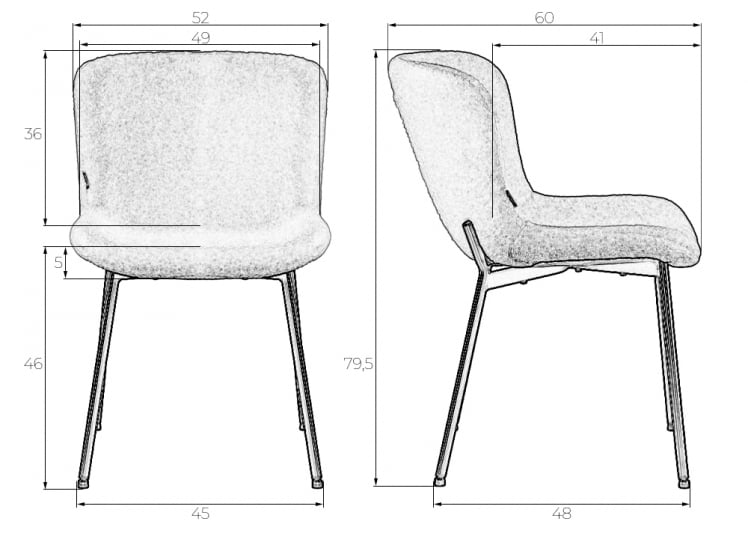 Стул обеденный DOBRIN MILO (черные ножки, черный букле (UF992-12))_8