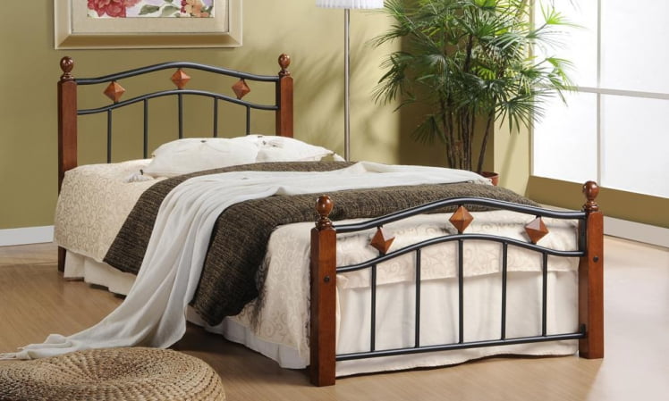 Кровать AT-126 дерево гевея/металл, 90*200 см (Single bed), красный дуб/черный_1