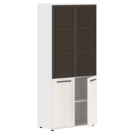 Шкаф комбинированный  с дверьми в металлической раме EDIS EHCS 85.7 Ясень Траун Мокко Белый_1