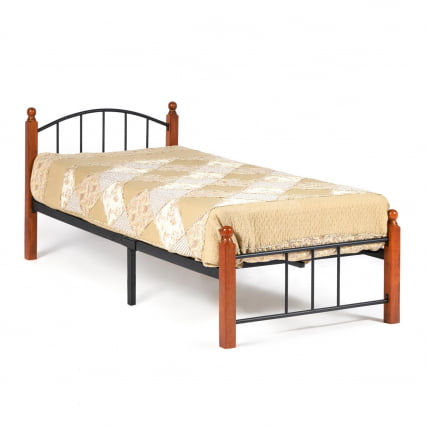Кровать AT-915 дерево гевея/металл, 90*200 см (Single bed), красный дуб/черный_0