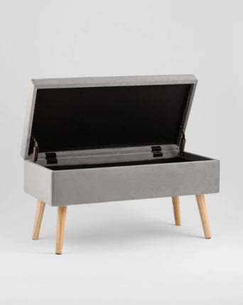 Банкетка Сторми с ящиком велюр серый_2