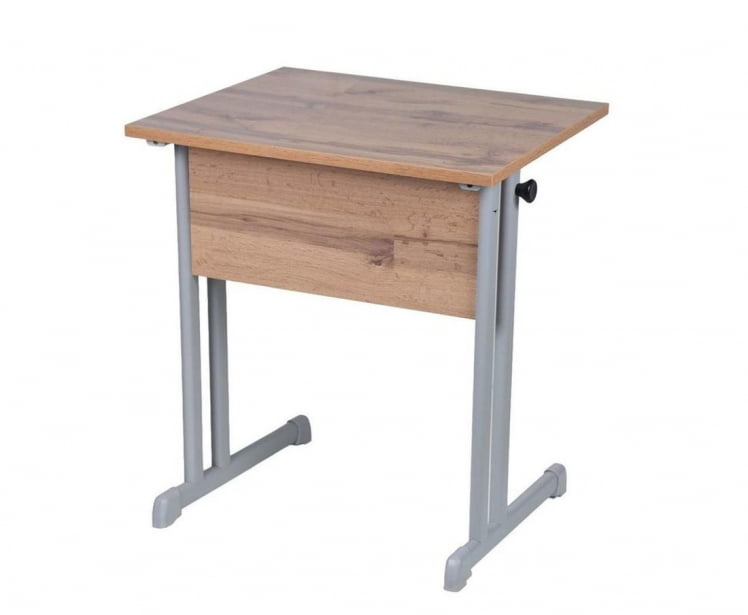 Парта одноместная прямые углы (рост 3-7) Серый/Металл Серый_1