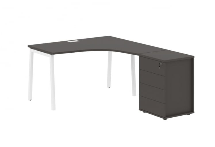 Стол эргономичный с тумбой (правый) EDIS ELCET 1318 R Мокко Белый_0