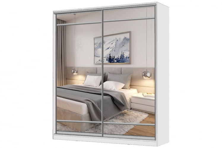 Шкаф-купе 2-х дверный Виктория 1800х584х2300, Белый 18ДЗЗЗДЗЗЗ-ШШПП-Б 310-744_0