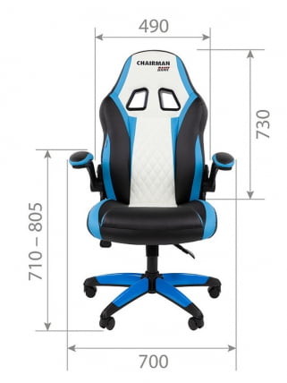 Игровое кресло CHAIRMAN Chairman гаме 15 Черный Голубой Белый / game_17