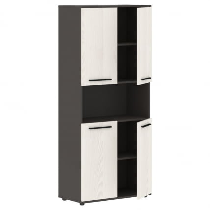 Шкаф с двумя комплектами глухих малых дверей EDIS EHCS 85.4 Ясень Траун Черный Мокко_1