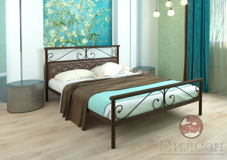 Кровать Эсмеральда plus мягкая 1200х2000 Коричневая_1