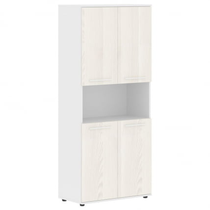 Шкаф с двумя комплектами глухих малых дверей EDIS EHCS 85.4 Ясень Траун Белый Белый_0