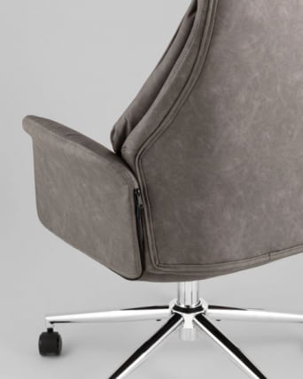 Кресло офисное TopChairs Neoma серый экокожа_5