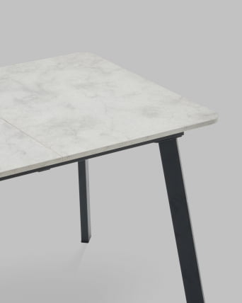 Стол Бату нев 120-160/80/76, столешница ЛМДФ, ароза светлая, подстолье металл черный / Batu new_8